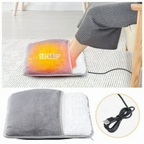 Foot Warmer Electric Heated Foot Warmer - Extra Large Foot Heating Pad for Bed, Office, Under Desk,Machine Washable - Flannel Grey, 11.4"x11.4 "