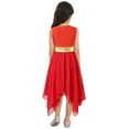 thumbnail image 4 of YONGHS Girls Praise Lyrical Dance Dress Sleeveless Asymmetrical Liturgical Worship Dancewear Performance Costume Red 16, 4 of 7