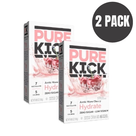 Pure Kick Hydration Drink Mix Packets – Zero Sugar Energy Booster with Zinc, Manganese, Chromium & Selenium | Naturally Flavored Water Enhancer for Delicious Hydration | 6-Count Pack