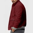 thumbnail image 6 of Maoxin Men's Coats and Jackets Men's British Solid Color Plus 350g Corduroy Long Sleeved Fashionable Jacket Workwear Stand Up Collar Jacket Jacket Wine 3XL, 6 of 7