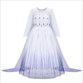 thumbnail image 5 of Disfraces de Halloween de Disney Frozen para niñas, princesa Elsa, Reina de la nieve, vestidos largos elegantes, ropa de fiesta de carnaval, Vestido, 5 of 5