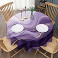 thumbnail image 3 of Purple Gold Wave Marble Round Tablecloth 60"x60",Wrinkle Wipeable Table Cloth for Kitchen Dining Room Picnic Patio Party, 3 of 6