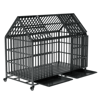 ●LOTONE & J-DOG 54/48/42/38 Inch Heavy Duty Dog Crate Cage with Wheels