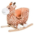 thumbnail image 2 of Qaba Plush Rocking Horse Giraffe Ride-On Toy with Sound - Brown Wood & Polyester - Ages 18 Months+, Smooth Rocking, Huggable Plush Body, Indoor Play, 2 of 10