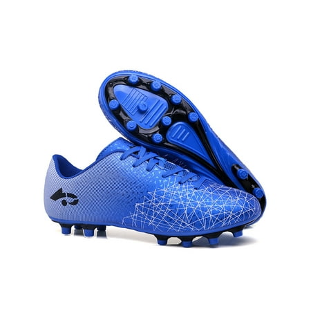 

UKAP Unisex Football Shoes Firm Ground / Turf Soccer Cleats Lace Up Sneakers Fashion Athletic Shoe Youth Kids Training Comfort FG Cleats Blue 11.5C