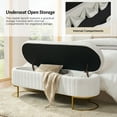 thumbnail image 3 of 55" Storage Bench Flip Top Upholstered Compartments End of Bed Bench Entryway Ivory, 3 of 7