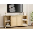 thumbnail image 4 of QinaQin Mueble para TV boho de 71 pulgadas con puertas de ratán, consola mid century con repisas abiertas para sala o centro de entretenimiento, 4 of 7