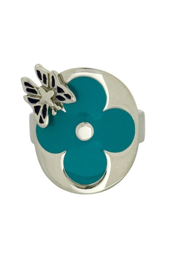 Pre-Owned Louis Vuitton Men's Fairy Tale Ring, Size 17, Flower, Light Blue