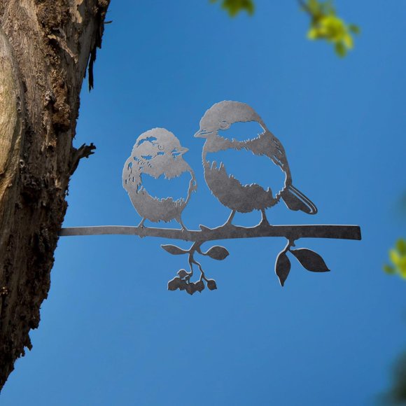 shiyou-Metal Sparrow Yard Decor - Outdoor Silhouette Garden Art Rusty Birds on Tree Statue - Metal Art for Tree Decoration