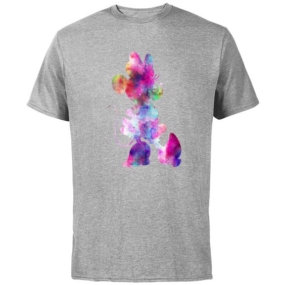 Disney Minnie Mouse Silhouette Cosmic Tie Dye - Short Sleeve Cotton T-Shirt for Adults - Customized-Athletic Heather