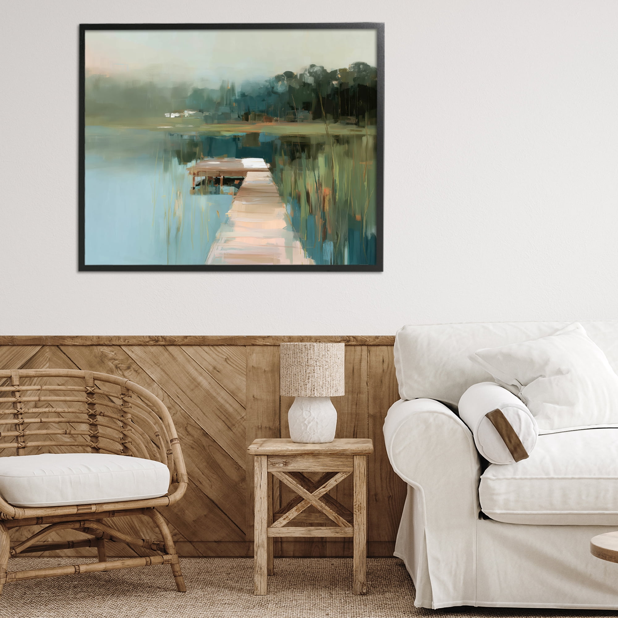 Stupell Industries Marsh Pier Abstraction Black Framed Giclee Art, design by Kim Curinga