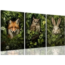 william morris animal wall art Fox rabbit sika deer Canvas Posters Prints Forest Wild Animal Pictures Paintings Gothic Botanical Floral Oil Wall Decor for Bedroom(only canvas)