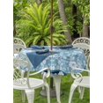 thumbnail image 4 of Outdoor Tablecloth with Umbrella Hole Zipper Light Blue White Flowers Round Tablecloth 54" Waterproof Outside Table Cloth Rustic Vintage Botanical Leaves Patio Table Cover Tablecloths for Picnic, 4 of 8