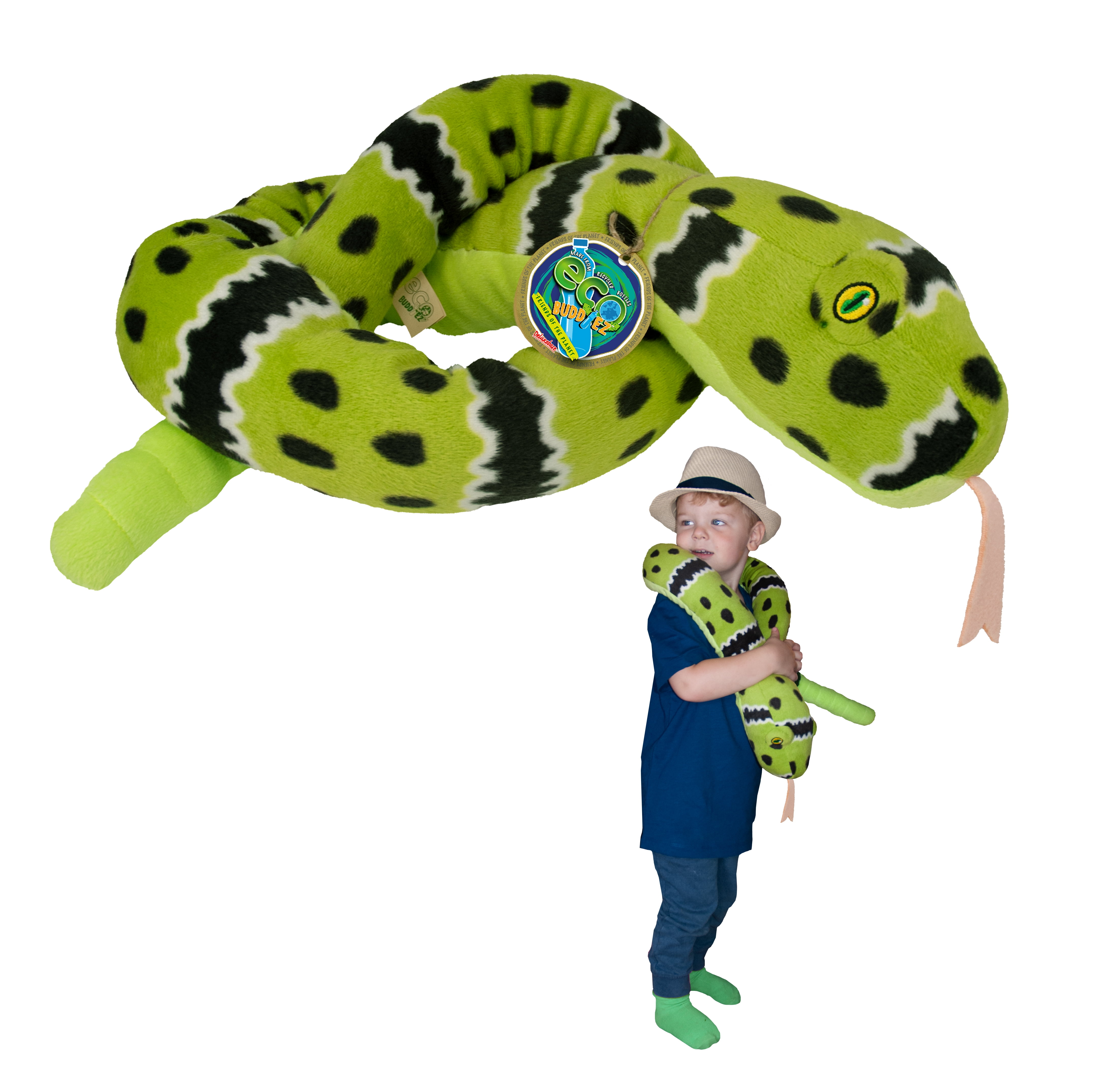 EcoBuddiez Sssnakes Green Rock Rattle from Deluxebase. 55" Soft Toy