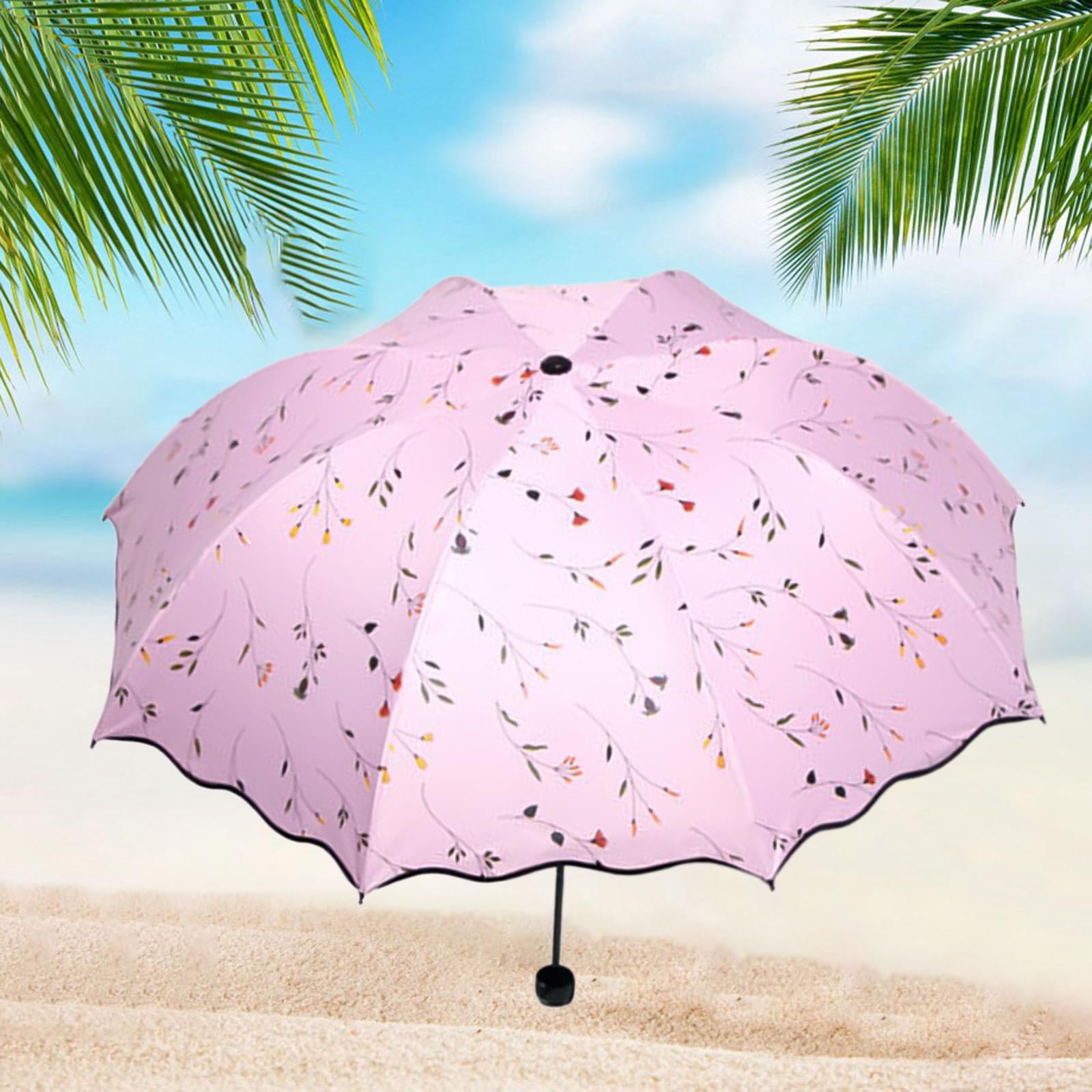 Abbraccia Foldable Umbrella Travel Umbrella for Men Women Rainproof Rain Umbrella Sun Umbrella for Purse for Backpacking Summer Walking Pink