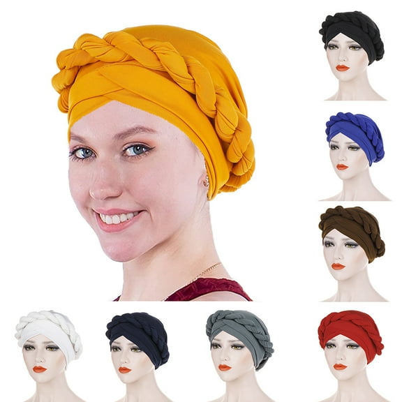 Dengjunhu Chemo Cancer Head Hat Cap Pre-Tied Twisted Braid Hair Cover Wrap Turban Headwear
