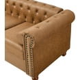 thumbnail image 3 of Luxurious Air Leather Chesterfield Sofa, 3-Seater with Rolled Arms, Tufted Design, Nailhead Accents, and Neck Roll Pillows for Cozy Living Spaces, 3 of 11