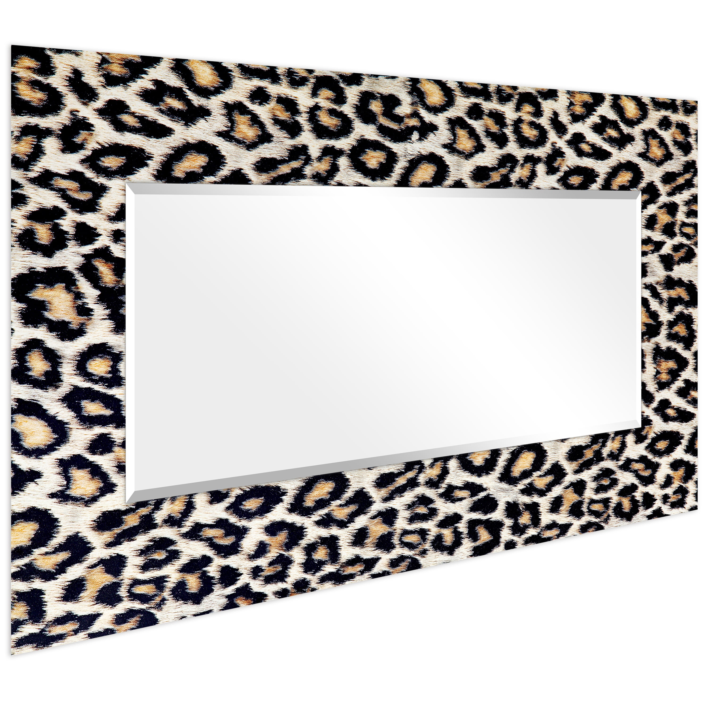 Empire Art Direct Leopard Rectangular Beveled Mirror on Free Floating Reverse Printed Tempered Art Glass, 72" x 36" x 0.4", Ready to Hang