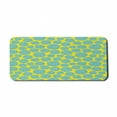 thumbnail image 1 of Geometric Computer Mouse Pad, Contemporary Artwork Pattern with Squared Ornamental Modern Rounds Print, Rectangle Non-Slip Rubber Mousepad X-Large, 35" x 15", Yellow and Seafoam, by Ambesonne, 1 of 2