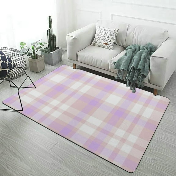 Purple Lavender Print Carpet Rug for Home Living Room Bedroom Sofa Doormat Decor Area Rug Non-slip Mat