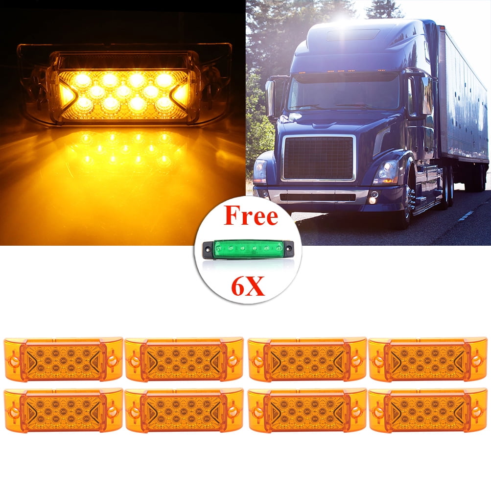 CCIYU Side Marker Light Universal 8Pcs Amber 13LED Side Marker+6 Pack Side Marker Light