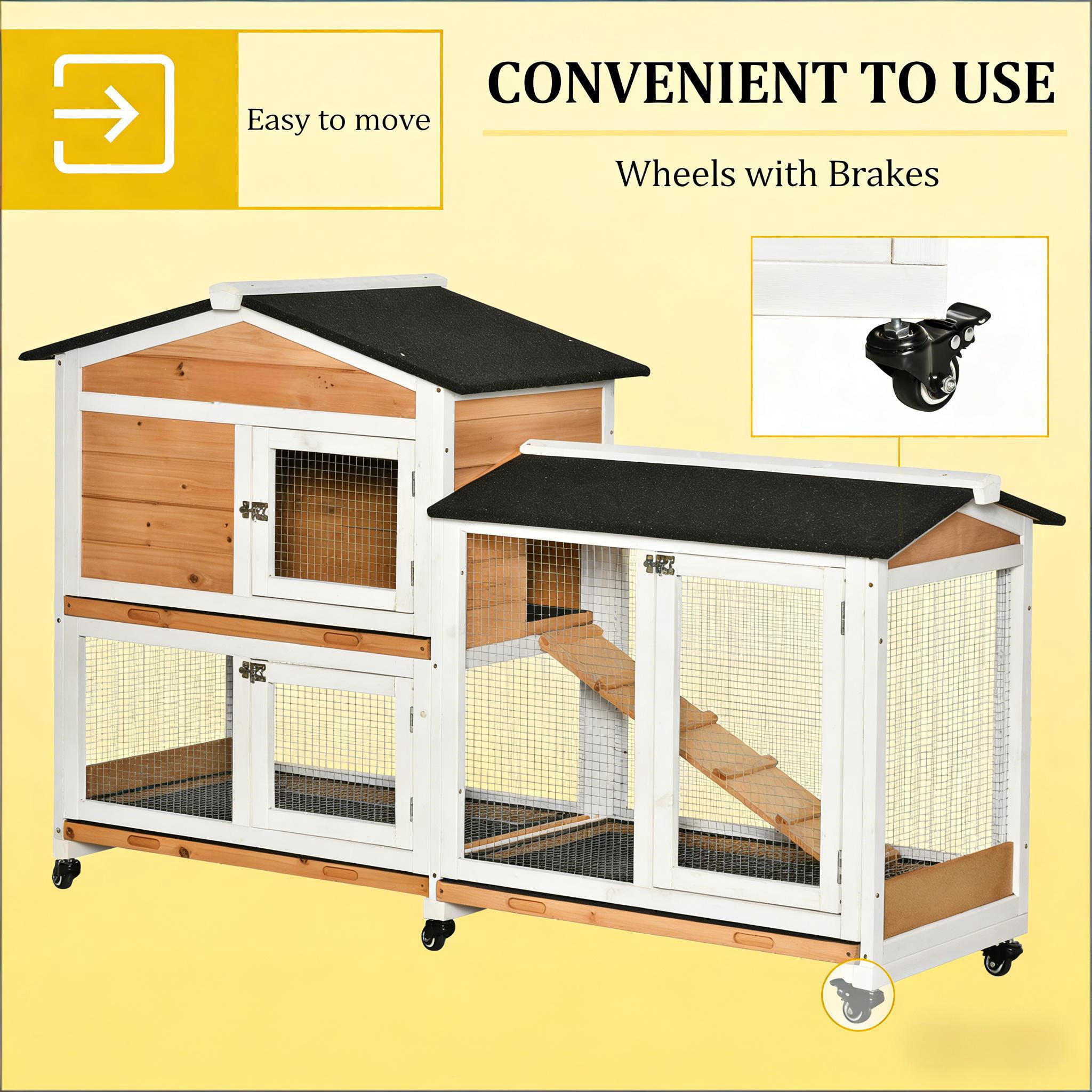 Pet Hutch, Mobile Wooden Rabbit Hutch