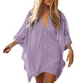 thumbnail image 2 of Rigardu swimsuit coverups for women Women Beach Bathing Suit Swim Bikini Swimsuit Oversized Cover Up Dresses cover ups for swimwear women Purple + One size, 2 of 8