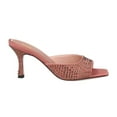 thumbnail image 2 of XYD Women Shiny Rhinestones Open Square Toe Mules Slip on Studded Mid Thin Heels Dress Fashion Slide Sandals Size 12.5 Pinkish-brown, 2 of 4