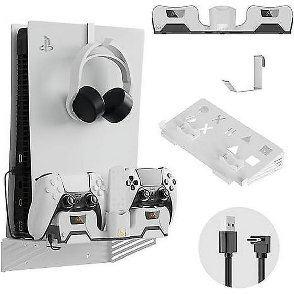 Charging Stand Compatible With Playstation 5/slim Disc And Digital Edition, Charging Stand With Wall Kit For Ps5 Controller, Headset, Vr2 Accessories