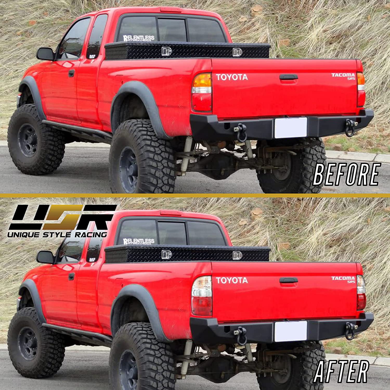 USR DEPO 01-04 Tacoma Tail Lights - JDM Style Red / Clear Lens Rear Tail  Lamps Set (Left + Right) Compatible with 2001-2004 Toyota Tacoma Pickup  Truck