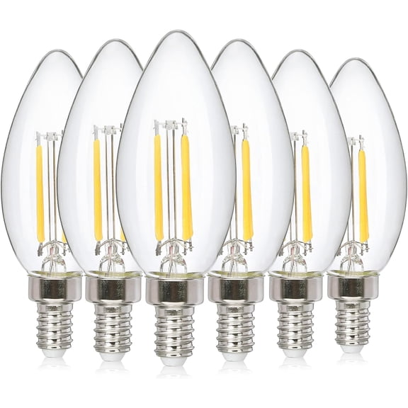 6Pack Candelabra Light Bulbs B11 Candle Light Bulbs E12 Led Bulb, Support 120V Dimming 3.5w Equivalent to 38w,Suitable for Chandelier Wall Lamp 2700K Warm White