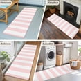 thumbnail image 6 of Pink Striped Large Area Rugs for Bedroom Living Room, Soft Non Slip Carpet Bedside Rug, Modern Farmhouse Pink White Stripes Rectangular Floor Cover Kitchen Accent Rug 2'x6' for Dining Room/Office, 6 of 9