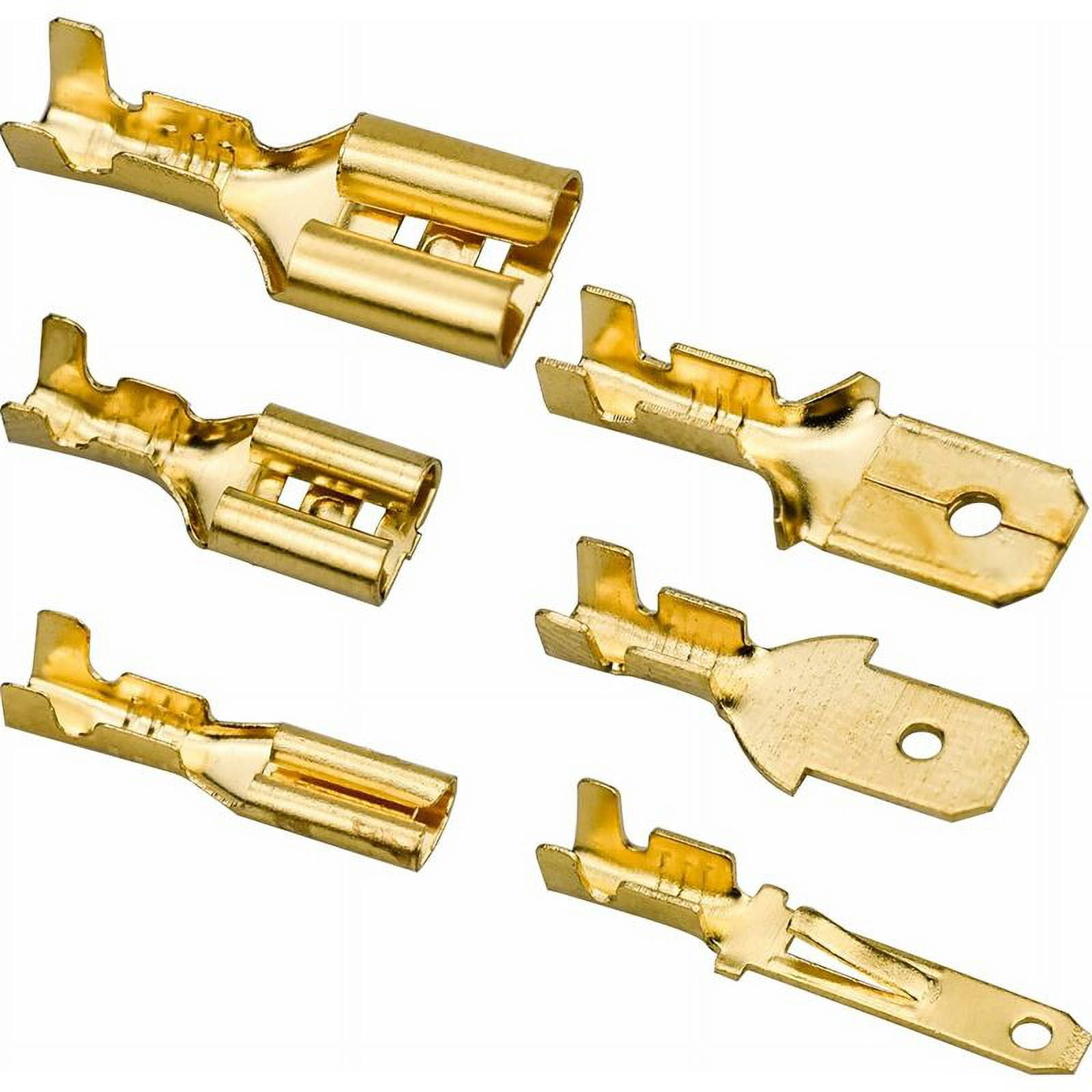 600PCS Brass Crimp Terminals, 28/48/63mm Electrical Lug with Insulation Male Female Spade Handle Wire Connectors Crimp Terminal for Automobile Boat Motorcycle Car