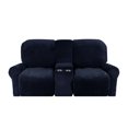 thumbnail image 3 of SHANNA Reclining Loveseat Cover with Middle Console Slipcover, 8-Piece Velvet Stretch 2-Seater Recliner Sofa Covers,Navy Blue, 3 of 13