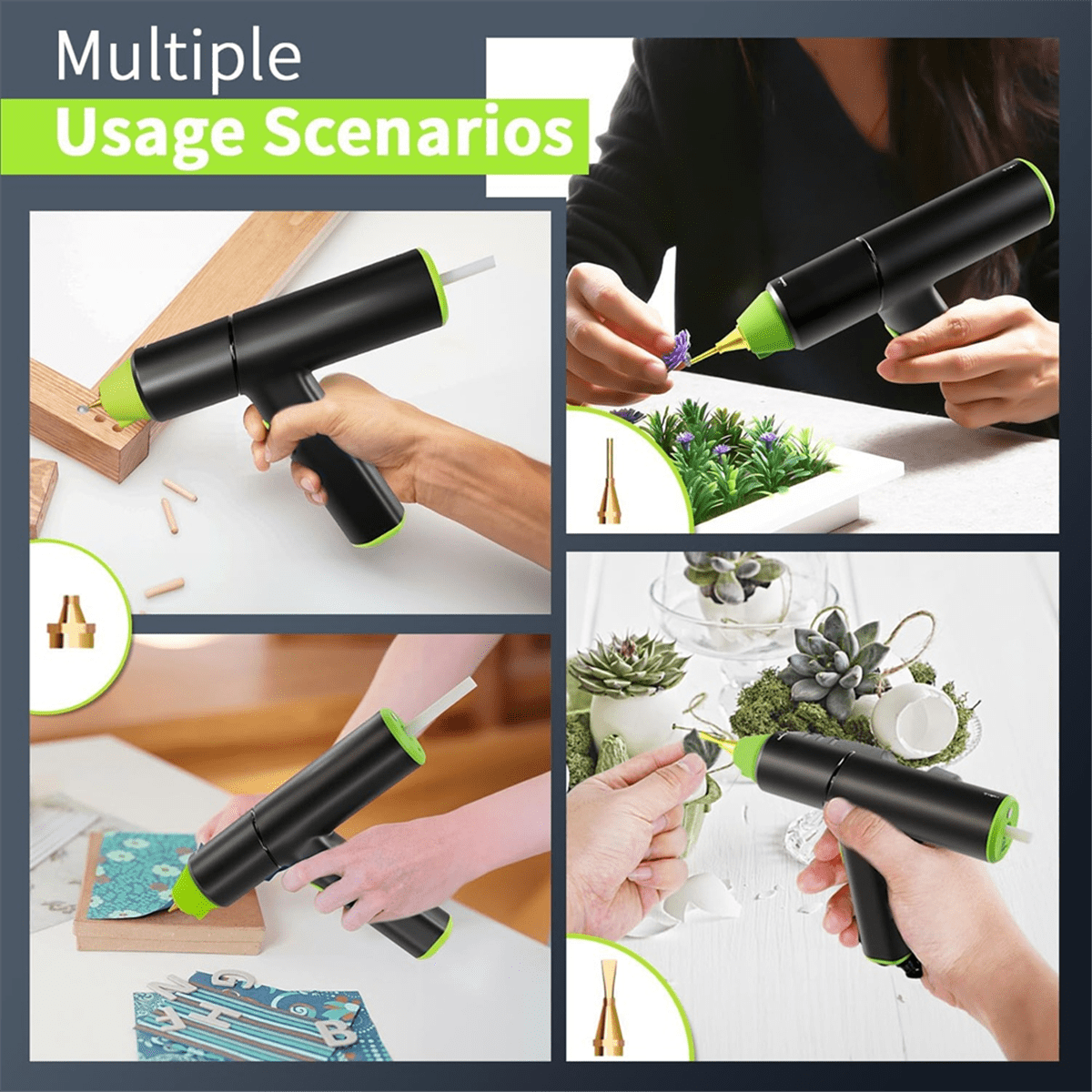 Hot Glue GunSet, Cordless Glue Gunwith Stand USB Rechargeable Preheating Auto Shutoff Hot Melt Glue GunTool for DIY