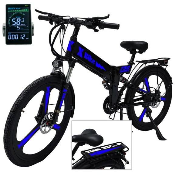 Bici eléctrica montaña X Bike Mount750TourBlack 750W R26x2" 10.4Ah 27 Vel. Salpicadera y Soporte Equipaje Marco Negro Et Xtream Boom MXMTL-064