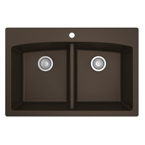 Karran QT-710-BR Brown Quartz Composite Rectangular Double Bowl Sink