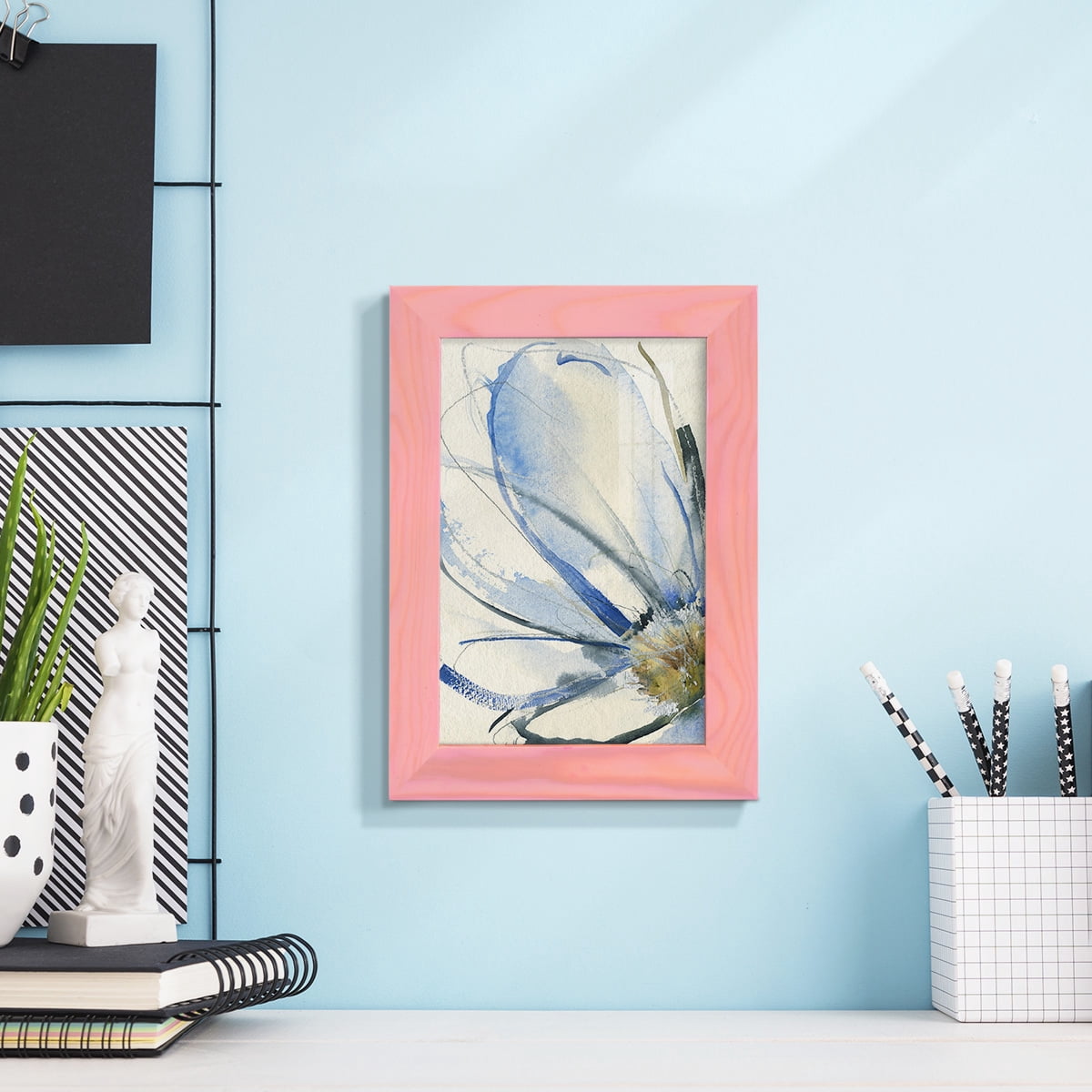 Cobalt & Paynes Petals I - Framed Print w/glass - Sunset Pink