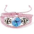 thumbnail image 4 of Pulsera Sittch rosa Pulsera de cuero tejida a mano ajustable Pulsera de regalo de graduación de Navidad y cumpleaños, 4 of 4