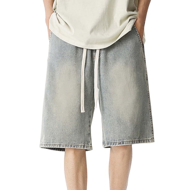 Pantalones cortos Cagnkofi para hombre, estilo casual de verano, de mezclilla, holgados, estilo Y2K, moda urbana.