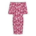 thumbnail image 5 of Dog Paw Pink Background Women's Off The Shoulder Ruffles Summer Wedding Guest Loose Casual Party Beach Dress, 5 of 9