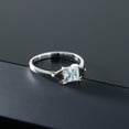 thumbnail image 5 of Gem Stone King 10K White Gold Sky Blue Aquamarine and Black Onyx 3 Stone Engagement Ring for Women (0.74 Cttw, Gemstone March Birthstone, Princess Center 5MM, Trillion 3.5MM, Size 9), 5 of 5