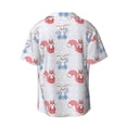 thumbnail image 5 of Salouo Red Squirrel And Blue Rabbit Pattern Cuban Collar Shirts for Men Button-Down Shirt Men's Short Sleeve Shirts Hawaiian Shirts Casual Shirts -X-Large, 5 of 6