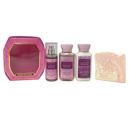 Bath & Body Works A Thousand Whishes - Wishing You The Best Mini Gift Box Trio Set - Fragrance Mist, Body Wash and Body Lotion with a Himalayan Salts Sample Soap - Travel Size