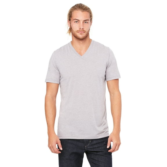 Bella Canvas Unisex Triblend Short Sleeve V-Neck Tee , 3415C , ATH GREY TRBLN , Large