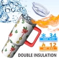 thumbnail image 3 of 40oz Snowflakes Tumbler with Lid and Straw Christmas Stainless Steel Cup Holiday Coffee Water Bottle Gifts, 3 of 4