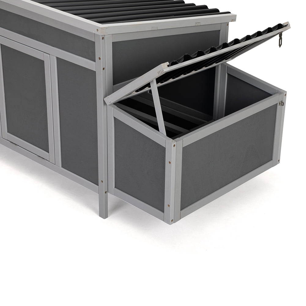 Kadyn Weatherproof Wooden Chicken Coop with Nesting Boxes, Indoor-Outdoor Nest, Gray Kadyn Weatherproof Wooden Chicken Coop with Nesting Boxes, Indoor-Outdoor Nest, Gray