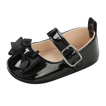 BOBOGOJP Girl Closed Toe Dress Ballerina Flats - Stylish Formal Patent Mary Jane Wedding Party Shoes (Toddler - Little Kid - Big Kid) (Black 6)
