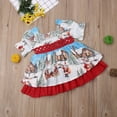 thumbnail image 2 of Qiylii Baby Girl Dress Flared Sleeve Square Collar Christmas Ruffles Dress, 2 of 6