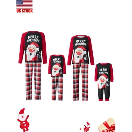 

Sunisery Christmas Family Matching Pajamas Sets Dad Mom Kid Baby Xmas Santa Print Sleepwear Sets